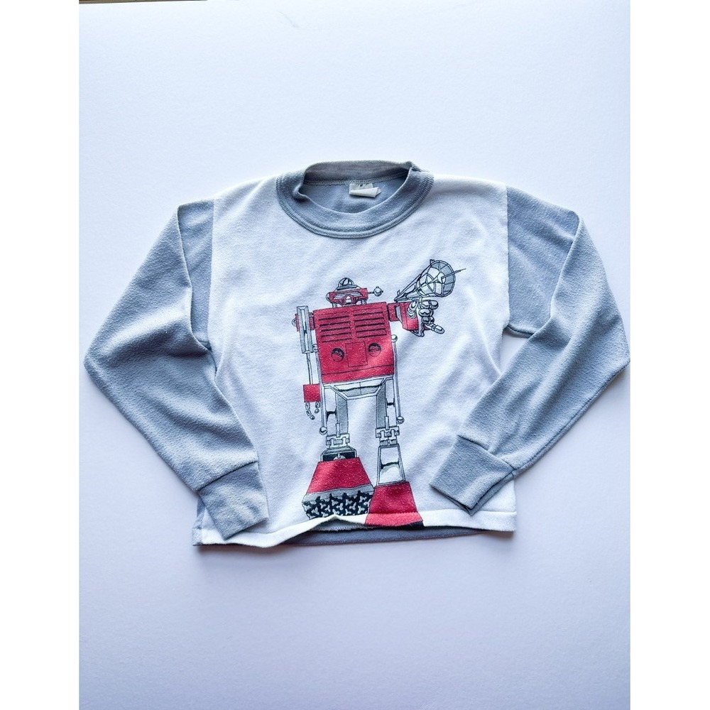 Vintage Transformers Shirt Size 8 Denton USA Made Gray White Red Cute